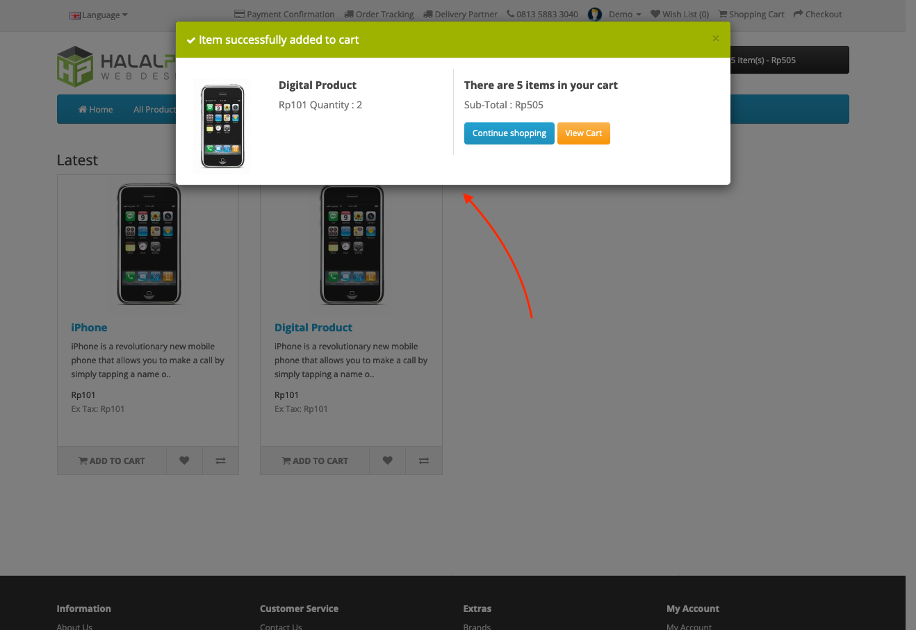 enhance more informative cart notification opencart